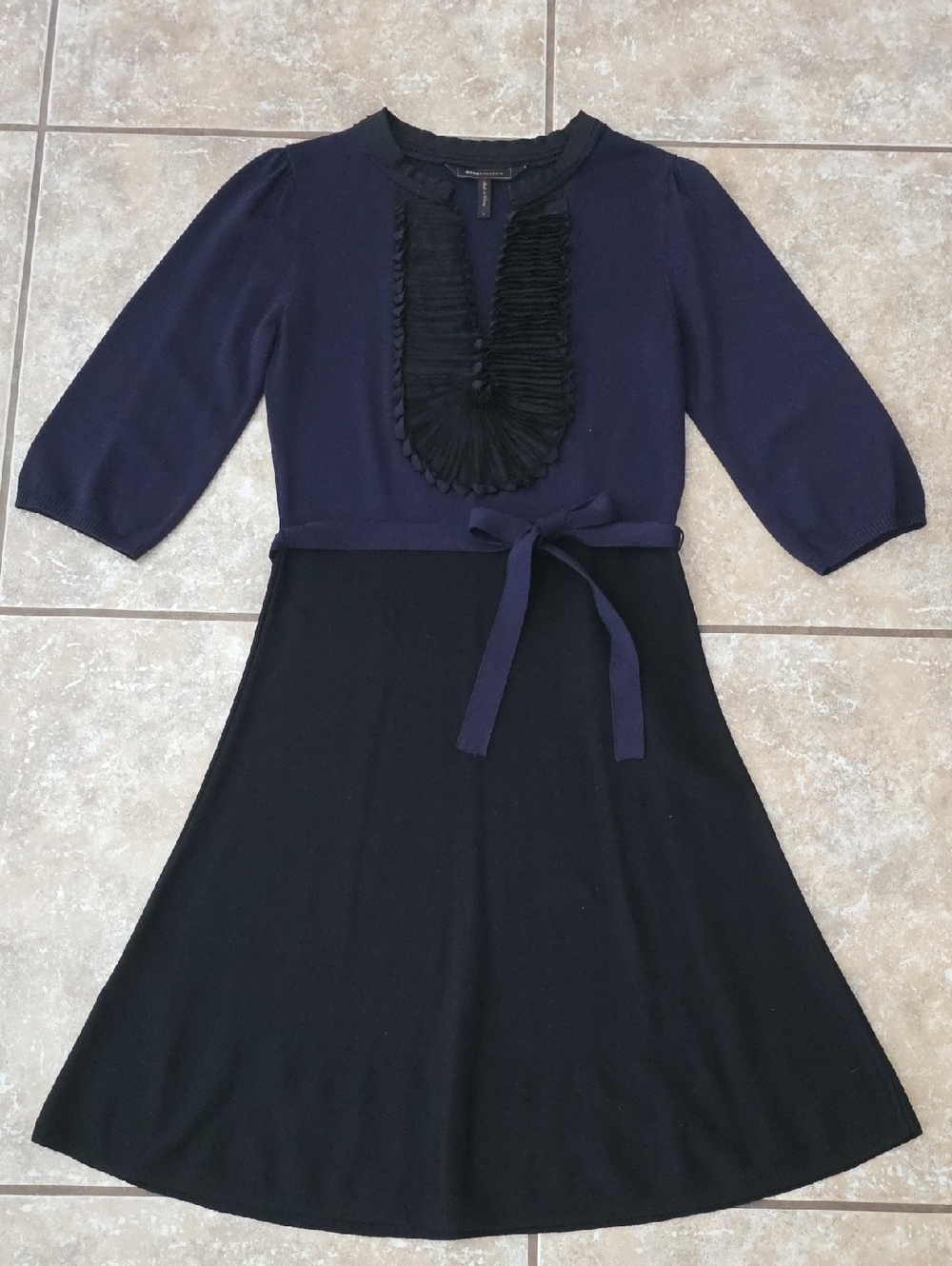 BCBGMaxAzria Navy and Black Fit-and-Flare Dress